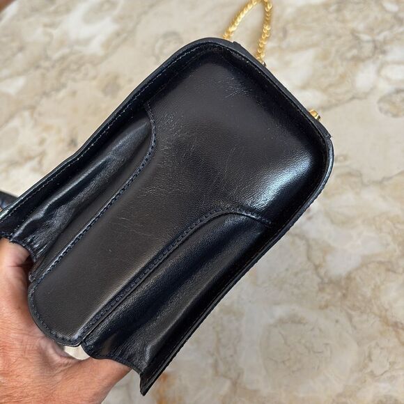 Bally Structured Leather Kelly Style Satchel Bag Detachable Metal Chain Strap - Picture 9 of 16